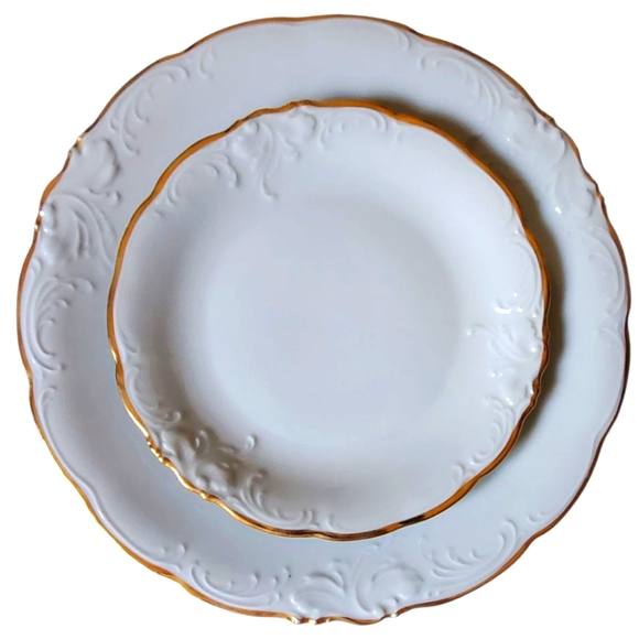 Vintage Wawel Casa Oro Polish Ivory Porcelain  and Gold China Dinnerware Set - Picture 1 of 12
